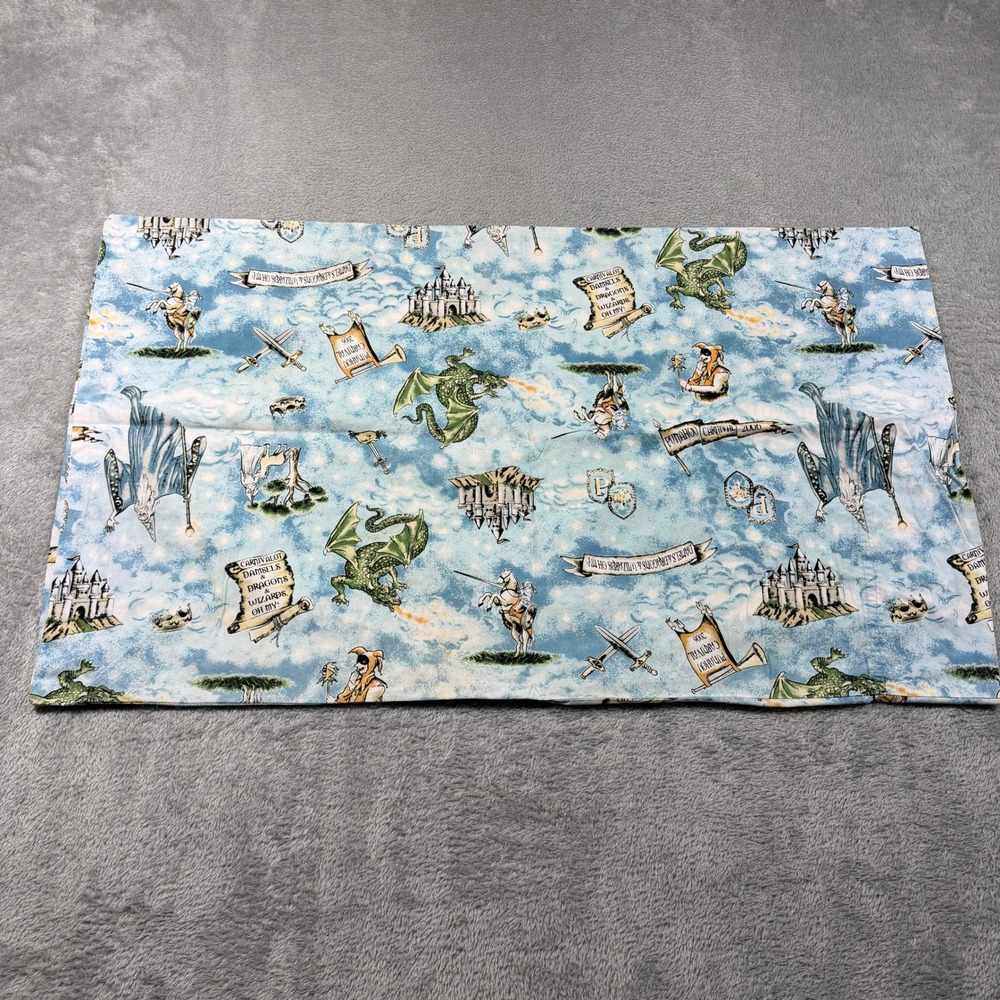 Vintage Punahou Carnival Pillowcase Unisex OS Blue 2006 Medieval Dragons Wizards
